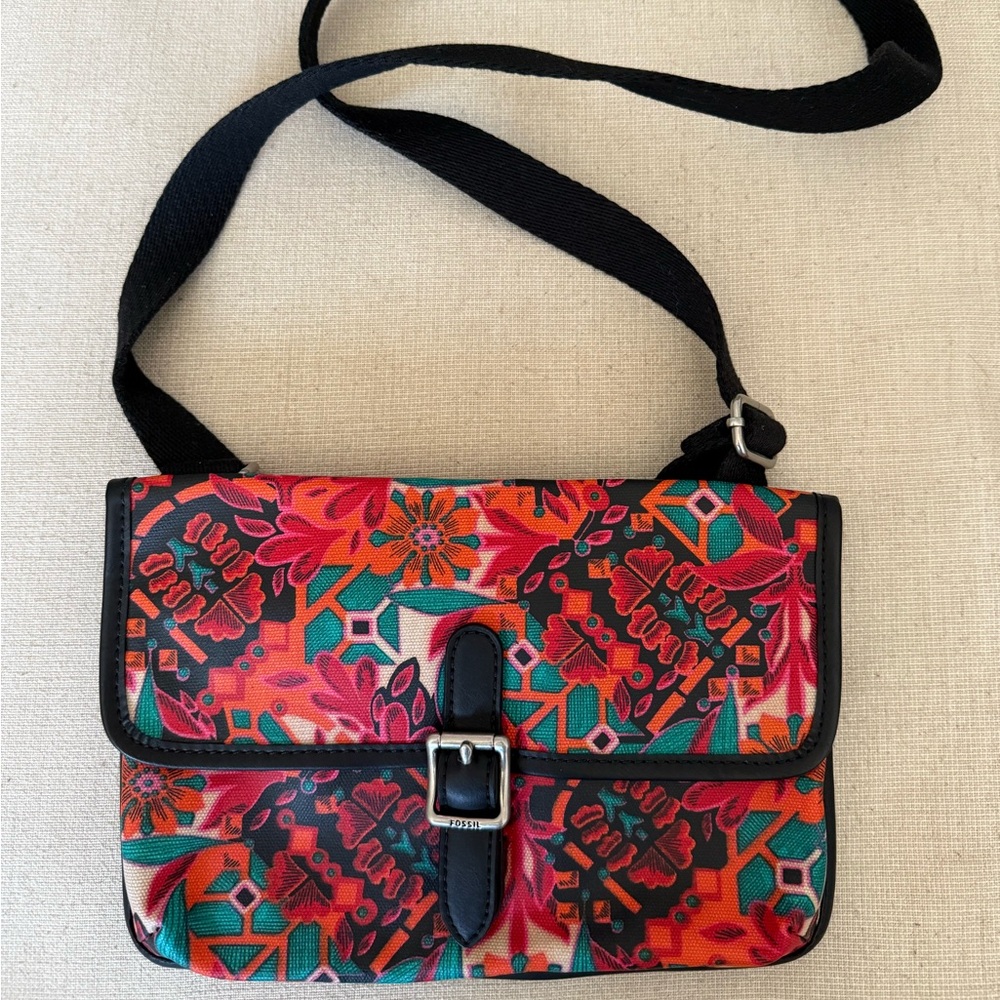 Fossil Keyper Canvas Crossbody Floral Bag